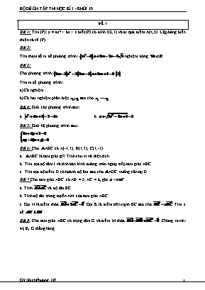 Bộ đề ôn tập thi học kỳ I môn Toán Lớp 10 - Bích Phương